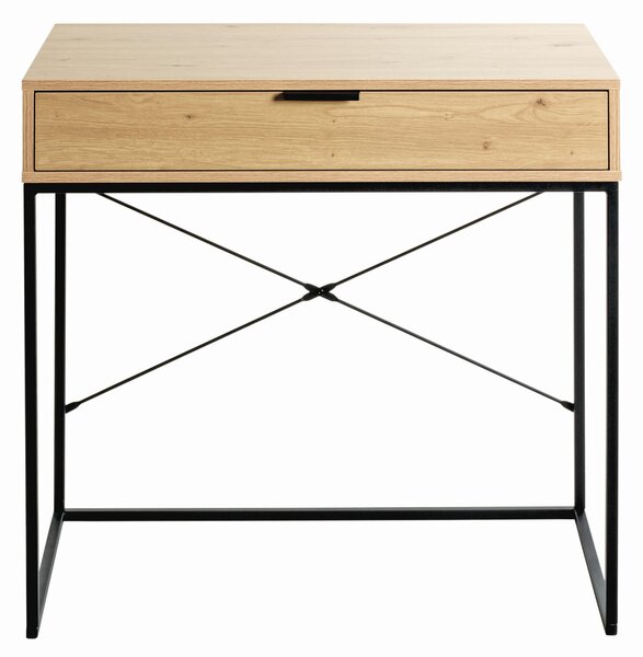 KONZOLOVÝ STOLEK, černá, barvy dubu, kov, kompozitní dřevo, 80/46/79 cm - Online Only konferenční stolky, Online Only