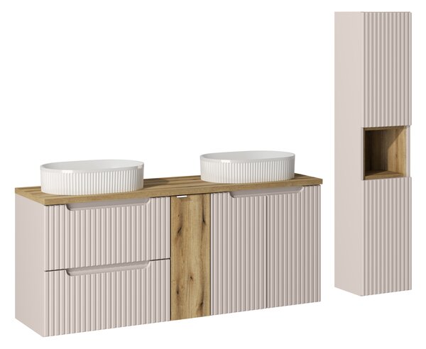 Comad Set koupelnového nábytku Nova Cashmere 140 kašmír/dub evoke 2