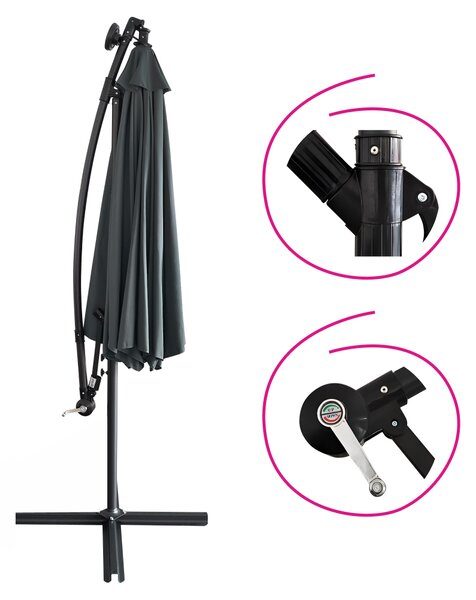 KONDELA Zahradní LED slunečník, šedá, 3 m, LINDAN