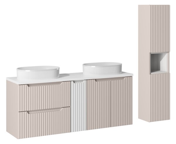 Comad Set koupelnového nábytku Nova Cashmere 140 bílá/kašmír mat - kompletní set (8 kusů nábytku)