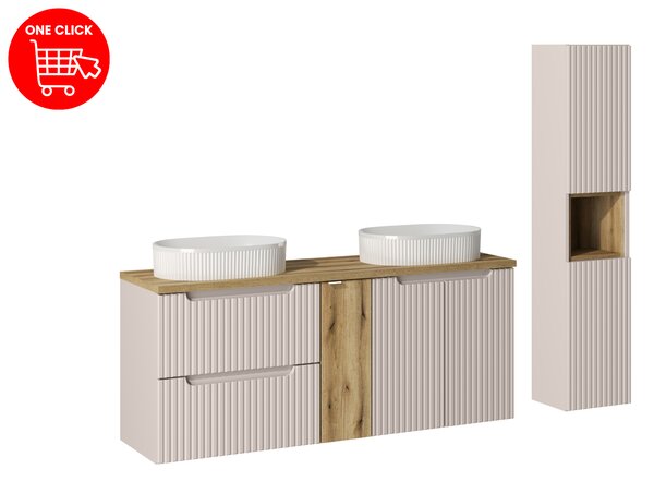 Comad Set koupelnového nábytku Nova Cashmere 140 kašmír/dub evoke 2