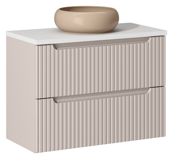 Comad Koupelnová skříňka s deskovým umyvadlem Nova Cashmere 80 kašmír/bílá (2x šuplík)