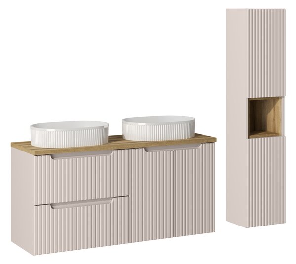 Comad Set koupelnového nábytku Nova Cashmere 120 kašmír mat/dub