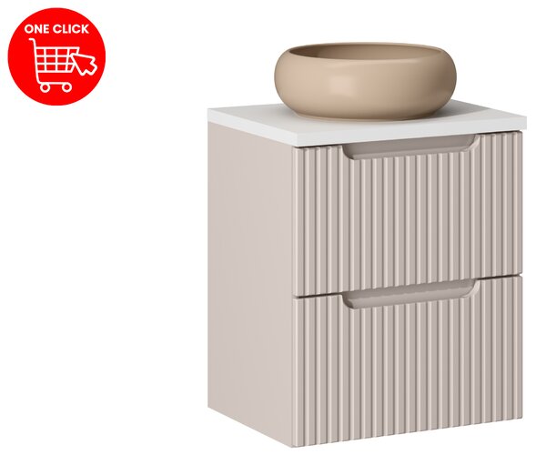 Comad Koupelnová skříňka s deskovým umyvadlem Nova Cashmere 50 kašmír mat/bílá
