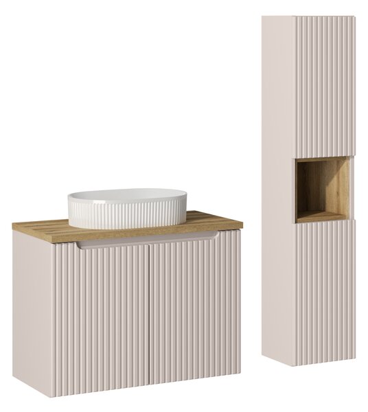 Comad Set koupelnového nábytku Nova Cashmere 80 kašmír/dub evoke (5 kusů nábytku)