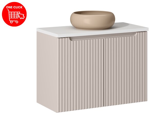 Comad Koupelnová skříňka s deskovým umyvadlem Nova Cashmere 80 kašmír mat/bílá mat (2x dvířka)