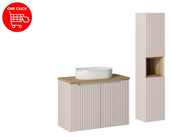 Comad Set koupelnového nábytku Nova Cashmere 80 kašmír/dub evoke (5 kusů nábytku)