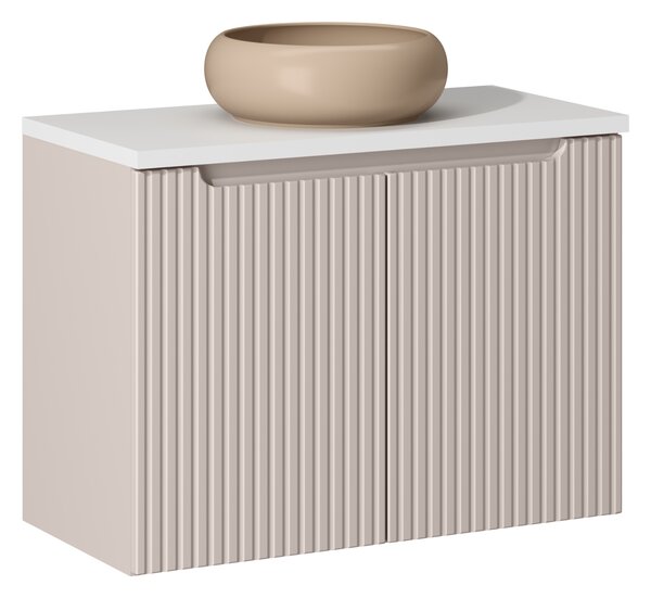 Comad Koupelnová skříňka s deskovým umyvadlem Nova Cashmere 80 kašmír mat/bílá mat (2x dvířka)