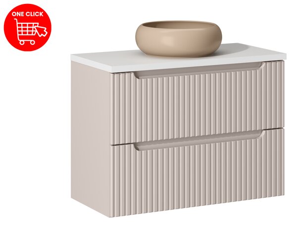 Comad Koupelnová skříňka s deskovým umyvadlem Nova Cashmere 80 kašmír/bílá (2x šuplík)