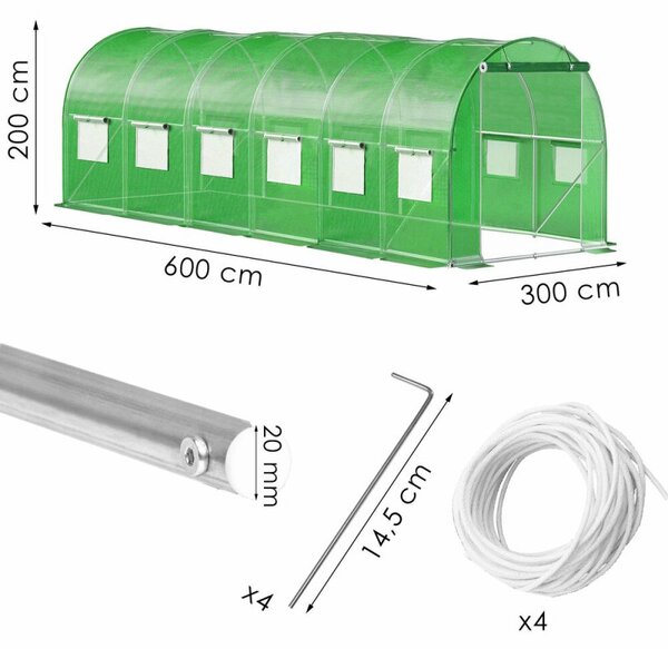 Zahradní foliovník 6x3x2 m 18m2 SPRINGOS GT0005