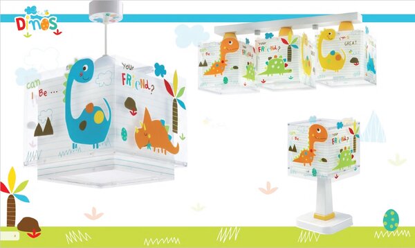 Dalber 73453 DINOS - Dětské stropní svítidlo s dinosaury + Dárek 3x LED žárovka (Dětský trojramenný lustr s motivem dinosaurů)