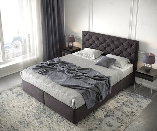 DELIFE Boxspring postel Dream-Great 160x200 cm mikrovlákno černá s matrací a topperem