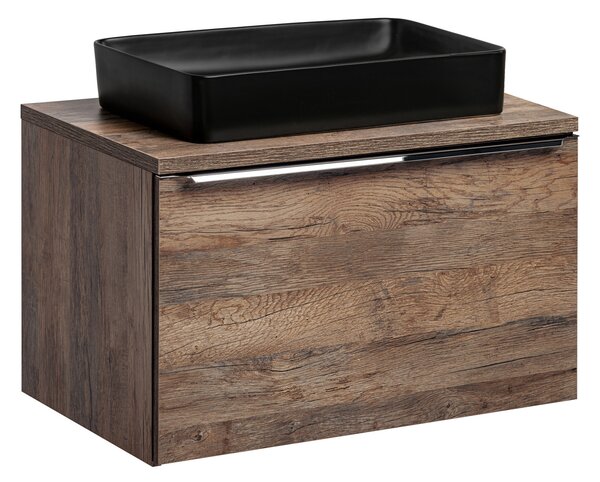 Comad Koupelnová skříňka s deskovým umyvadlem Santa Fe Oak 80 černá/dub vintage