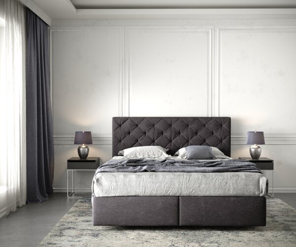 DELIFE Boxspring postel Dream-Great 160x200 cm mikrovlákno černá s matrací a topperem