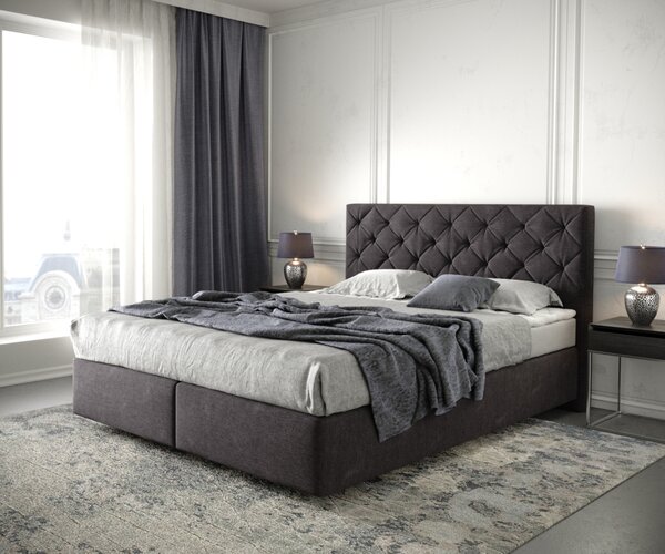 DELIFE Boxspring postel Dream-Great 160x200 cm mikrovlákno černá s matrací a topperem