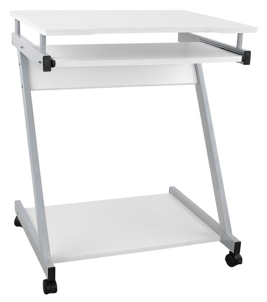 VASAGLE Počítačový stolek na kolečkách, bílý, 60x48x73 cm