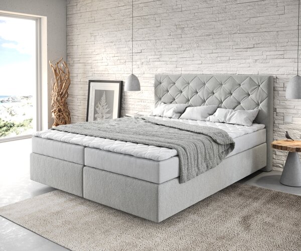 DELIFE Boxspring postel Dream-Great 160x200 cm mikrovlákno stříbrně šedá s matrací a topperem