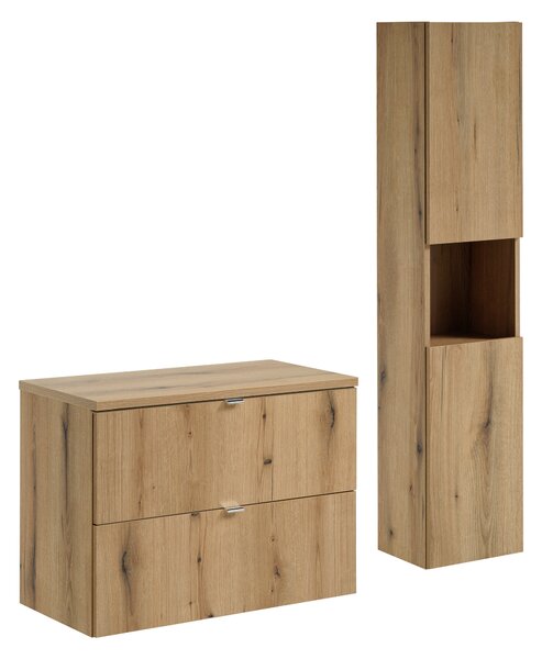 Comad Set koupelnového nábytku Nova Oak 80 coast evoke oak (2 šuplíky) (3 kusy nábytku)