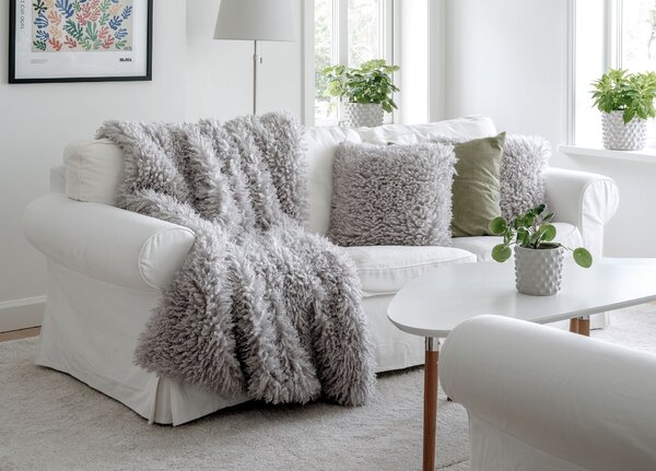 Skinnwille Home Collection Polštář Wooly Silver, 45x45 cm, světle šedý