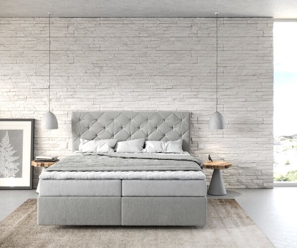DELIFE Boxspring postel Dream-Great 160x200 cm mikrovlákno stříbrně šedá s matrací a topperem