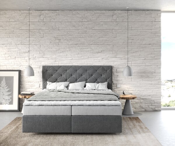 DELIFE Boxspring postel Dream-Great 160x200 cm mikrovlákno antracitová s matrací a topperem