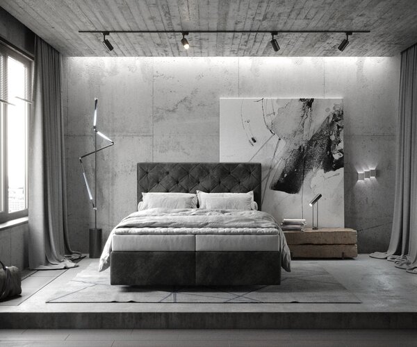 DELIFE Boxspring postel Dream-Great 140x200 cm mikrovlákno antracitová vintage s matrací a topperem