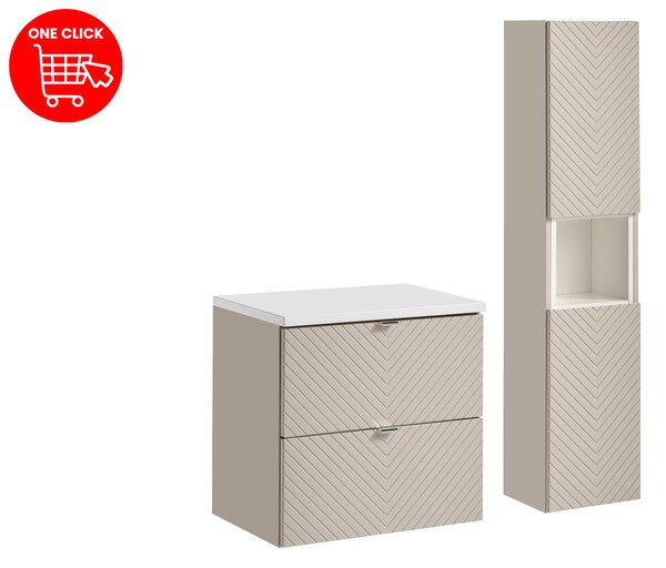 Comad Set koupelnového nábytku Viva Cashmere 60 kašmír mat/bílá mat (4 kusy nábytku)
