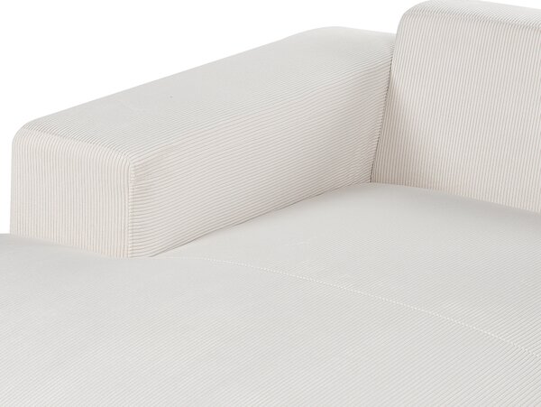 Rohová pohovka 4místná LUNGO Manšestr Krémově bílá Pravá