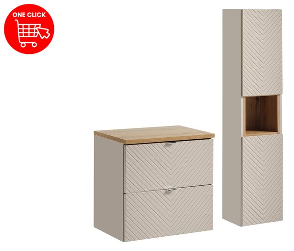 Comad Set koupelnového nábytku Viva Cashmere 60 kašmír/dub evoke (4 kusy nábytku)