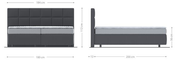 DELIFE Boxspring postel Dream-Fine 180x200 cm mikrovlákno černá s matrací a topperem
