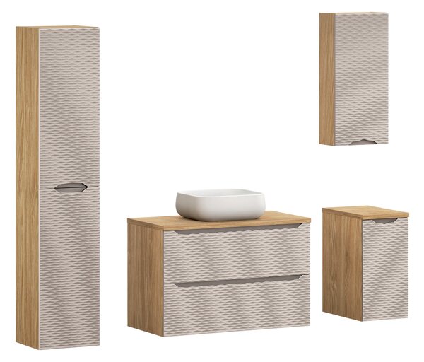 Comad Set koupelnového nábytku Ocean Beige 90 béžová/olejovaný dub (7 kusů nábytku)