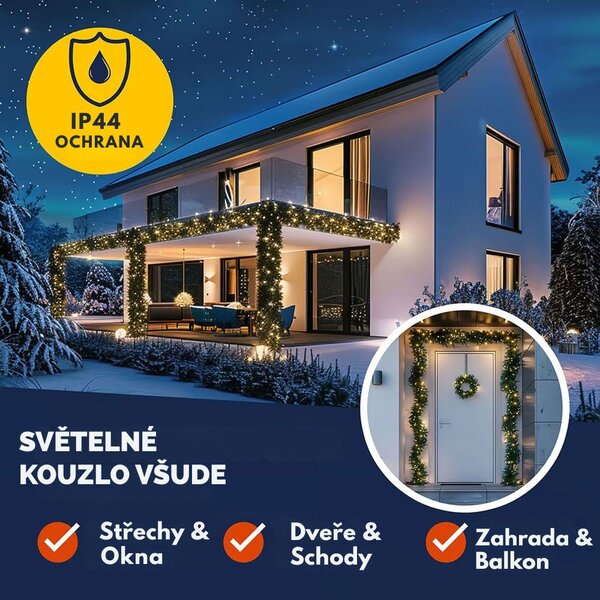 Vánoční girlanda ANDREA s osvětlením na dálkové ovládání, 5 m, zelená Casaria
