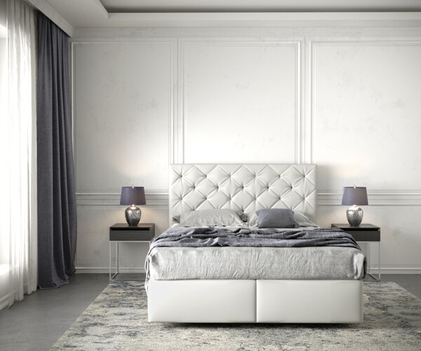 DELIFE Boxspring postel Dream-Great 140x200 cm koženka bílá s matrací a topperem