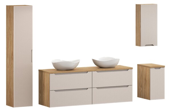 Comad Set koupelnového nábytku Luxor Beige 160 béžová/olejovaný dub (9 kusů nábytku)