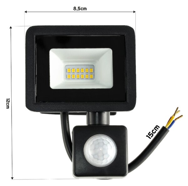 LED reflektor 10W 900lm s pohybovým a soumrakový senzorem - IP65 BERGE