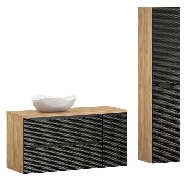 Comad Set koupelnového nábytku Ocean Black 120 olejovaný dub/černá matná (5 kusů nábytku)
