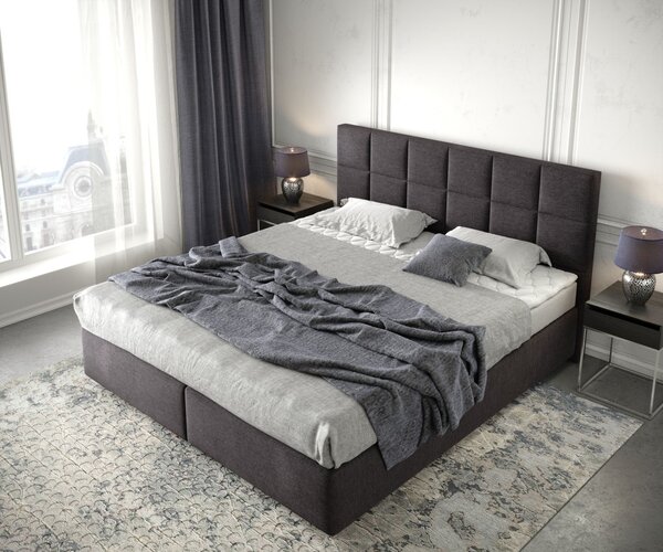 DELIFE Boxspring postel Dream-Fine 180x200 cm mikrovlákno černá s matrací a topperem