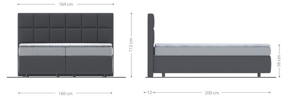 DELIFE Boxspring postel Dream-Fine 160x200 cm mikrovlákno antracitová vintage s matrací a topperem