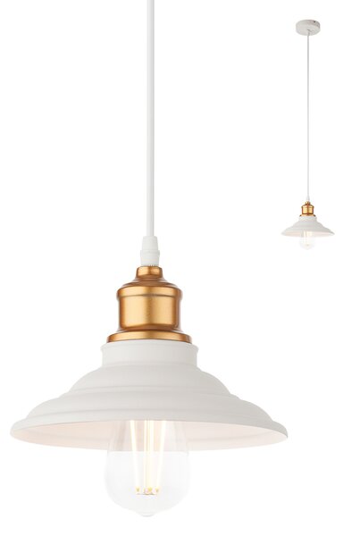 Smarter 01-1293 SPINNER - Závěsné svítidlo v bílé barvě s prvkem v antické zlaté Ø 20cm (Závěsné svítidlo v retro stylu, barva bílá matná)