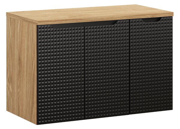 Comad Set koupelnového nábytku Luxor Black 90 černá mat/olejovaný dub (3 kusy nábytku)