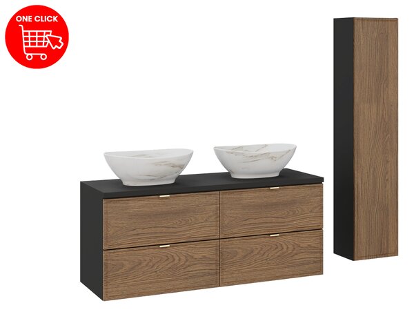 Comad Set koupelnového nábytku Talia Casella 120 černá mat/dub casella (6 kusů nábytku)