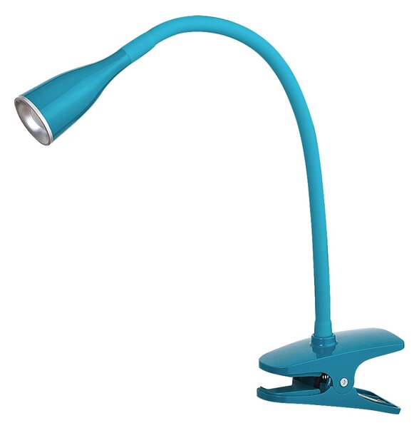 Rabalux 4195 JEFF - LED stolní skřipcové svítidlo s husím krkem v modré barvě (LED lampička se skřipcem na desku stolu)