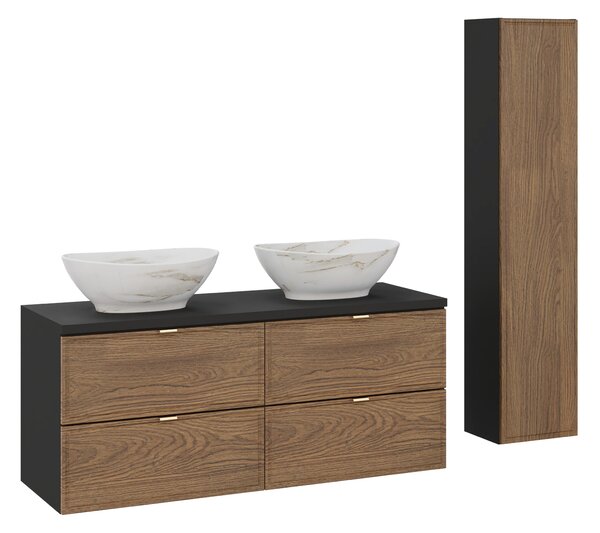 Comad Set koupelnového nábytku Talia Casella 120 černá mat/dub casella (6 kusů nábytku)