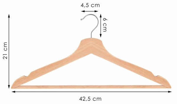 Dřevěná ramínka na šaty 42,5 cm, přírodní, sada 20ks SPRINGOS HG0057