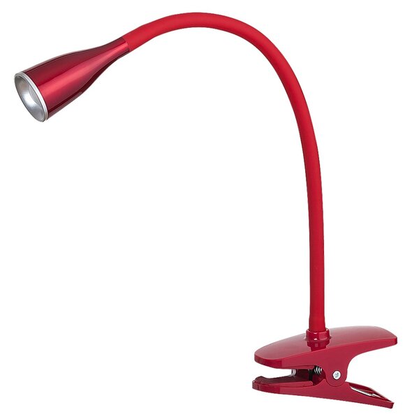 Rabalux 4198 JEFF - LED stolní skřipcové svítidlo s husím krkem v červené barvě (LED lampička se skřipcem na desku stolu)