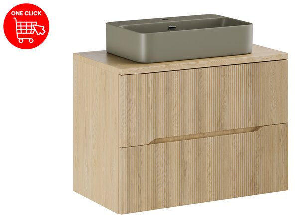Comad Koupelnová skříňka s deskovým umyvadlem Nordic Cremona 80 dub cremona/zelená mat