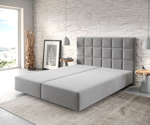 DELIFE Boxspring postel Dream-Fine 160x200 cm mikrovlákno šedá