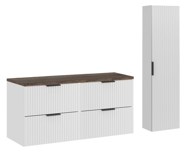 Comad Set koupelnového nábytku Adel White 120 bílá mat/dub santa fe (4 kusy nábytku)