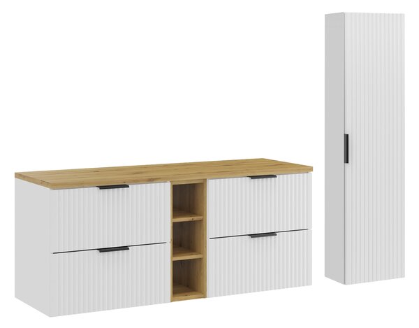 Comad Set koupelnového nábytku Adel White 140 bílá mat/dub artisan (5 kusů nábytku)