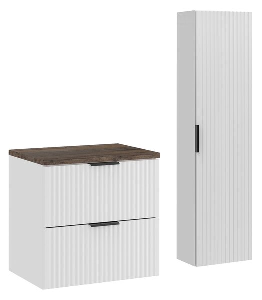 Comad Set koupelnového nábytku Adel White 60 bílá mat/dub santa fe (3 kusy nábytku)
